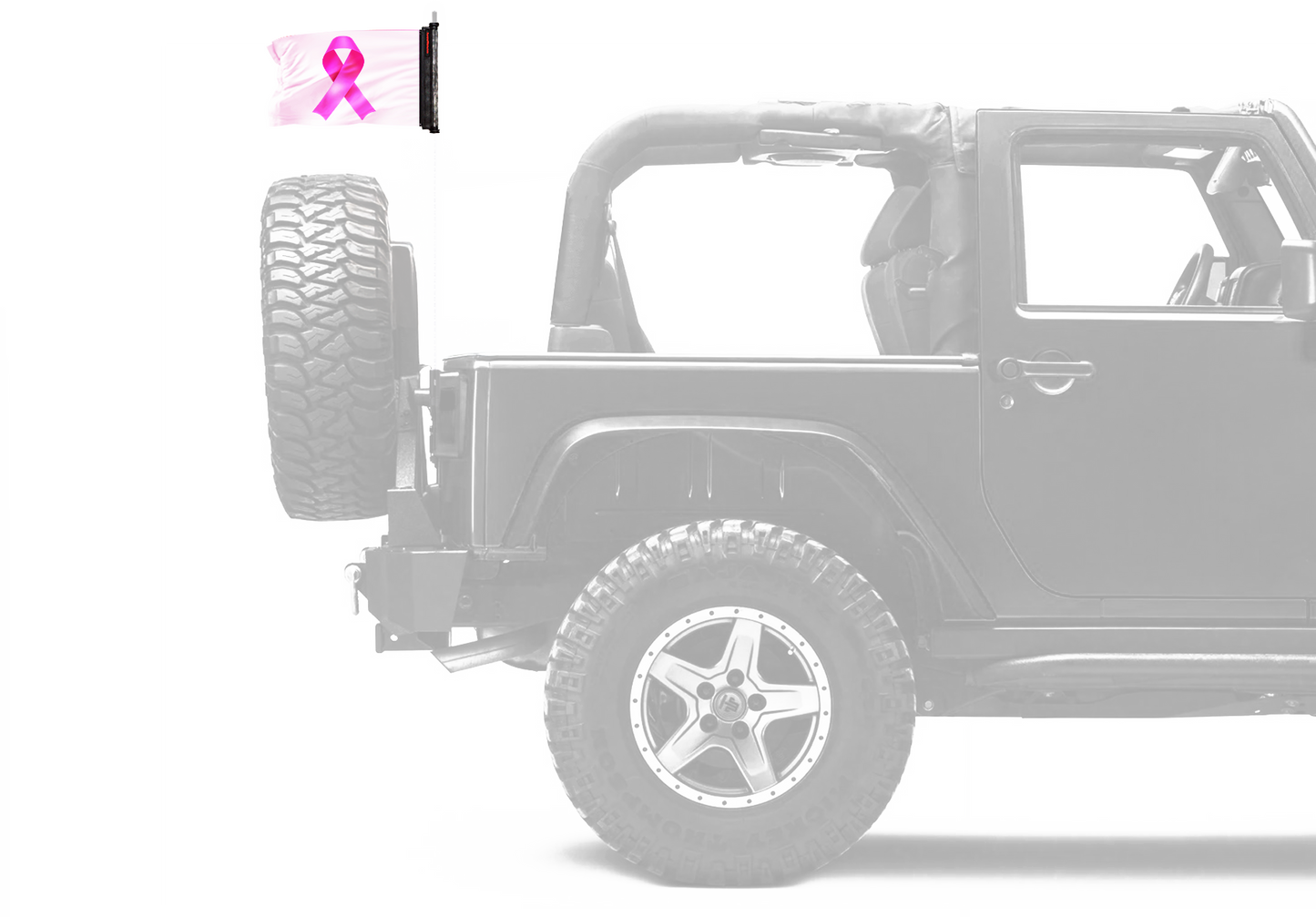 Pink Ribbon 12"x18" Forever Wave Flag for Jeep Wrangler JL 2-Door 2018-Present