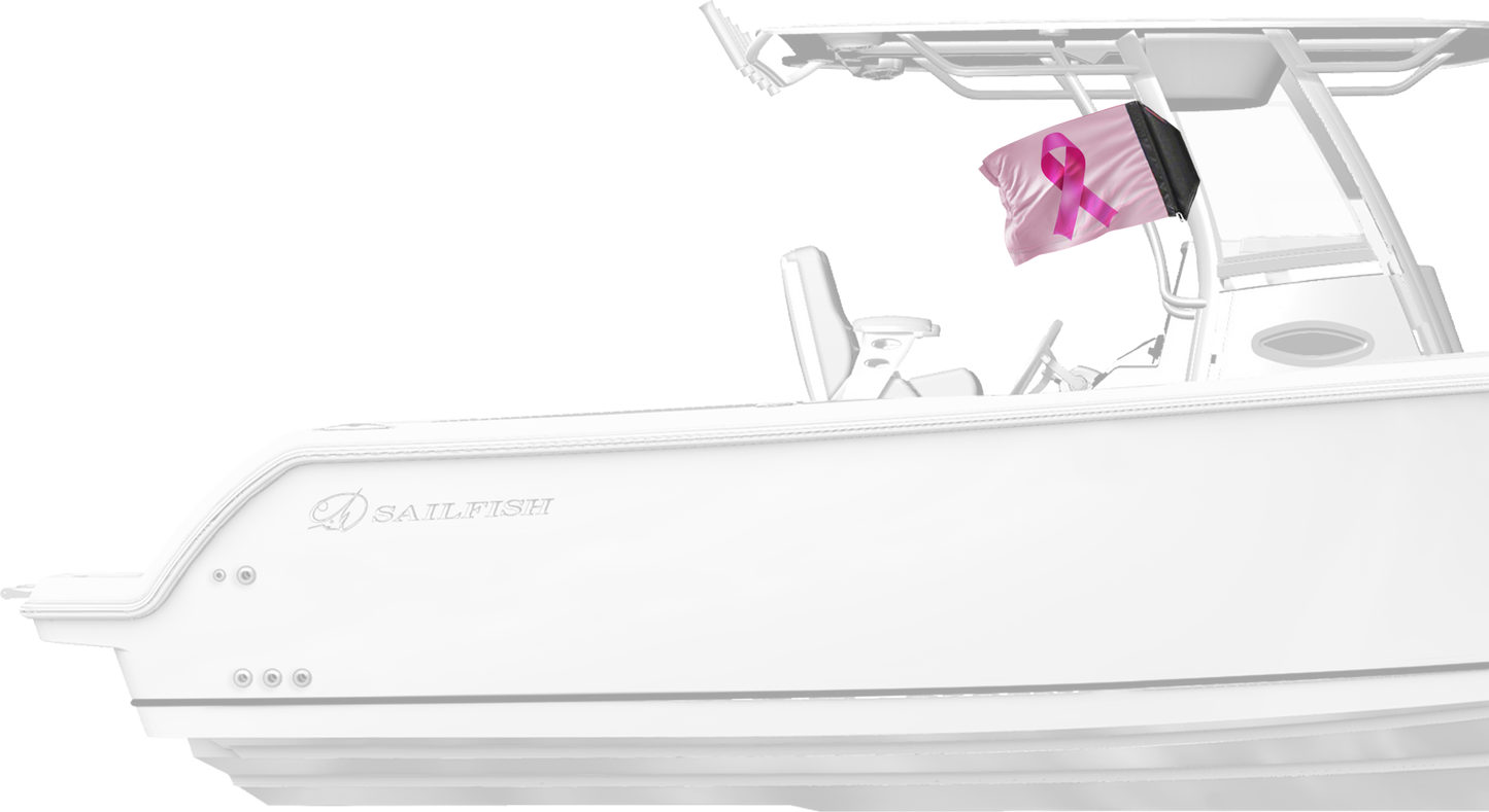 Pink Ribbon 12"x18" Forever Wave Flag for Boats