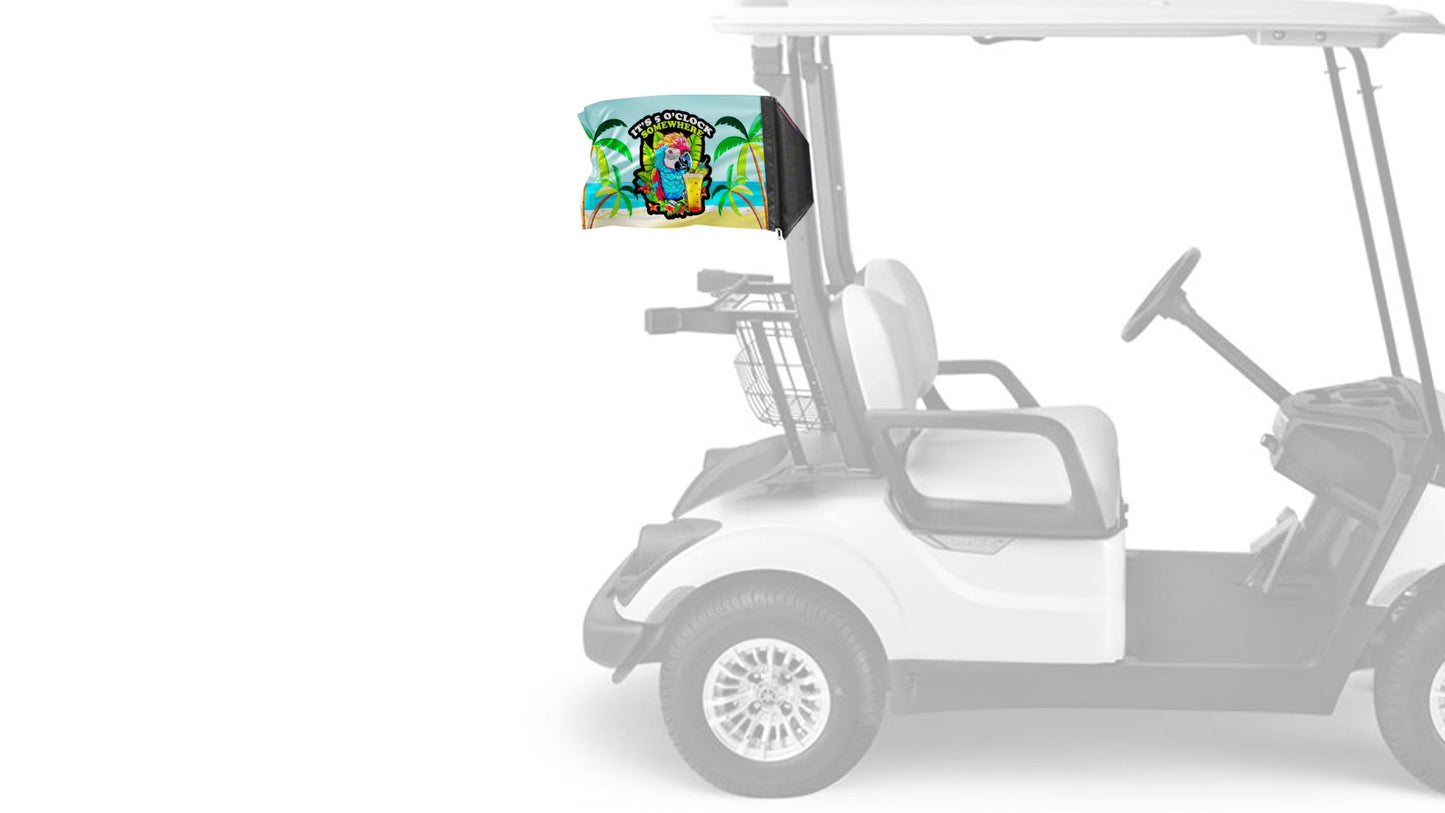 5 O'Clock 12"x18" Forever Wave Flag for Golf Carts
