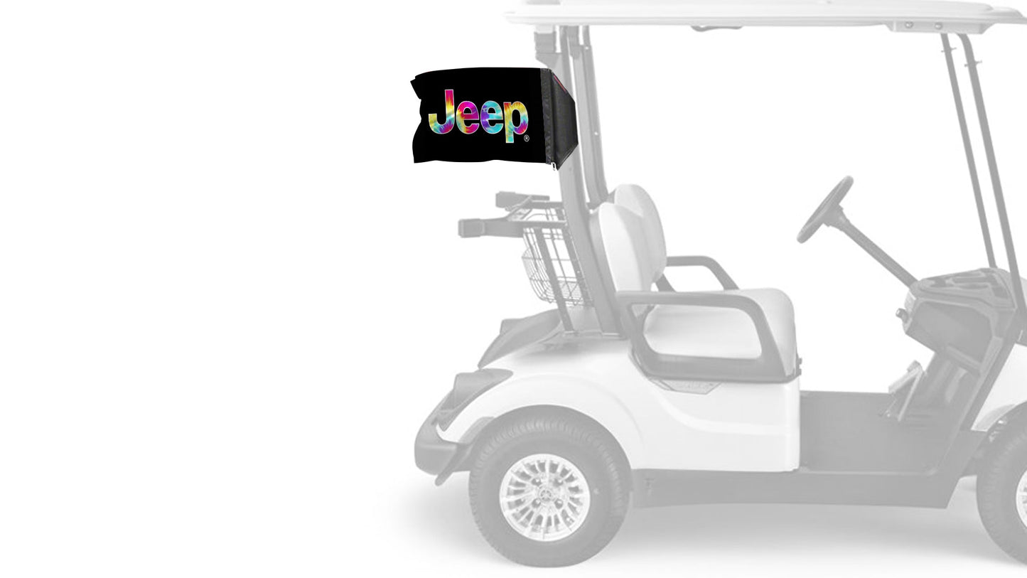 Jeep Tie Dye 12"x18" Forever Wave Flag for Golf Carts