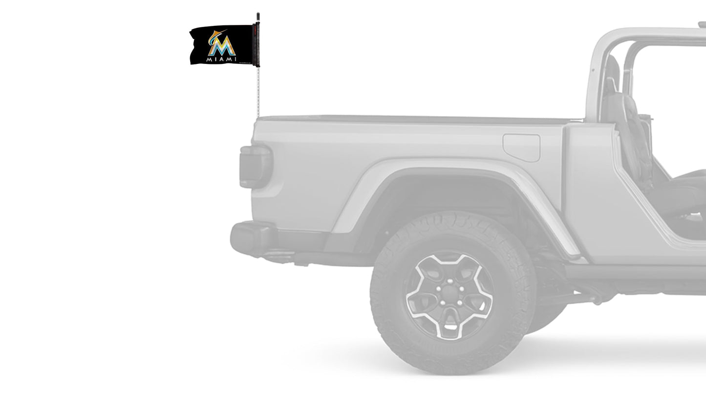 Miami Marlins 11"x17" Forever Wave Flag for Jeep Wrangler CJ-7 and CJ-8 1976-1986