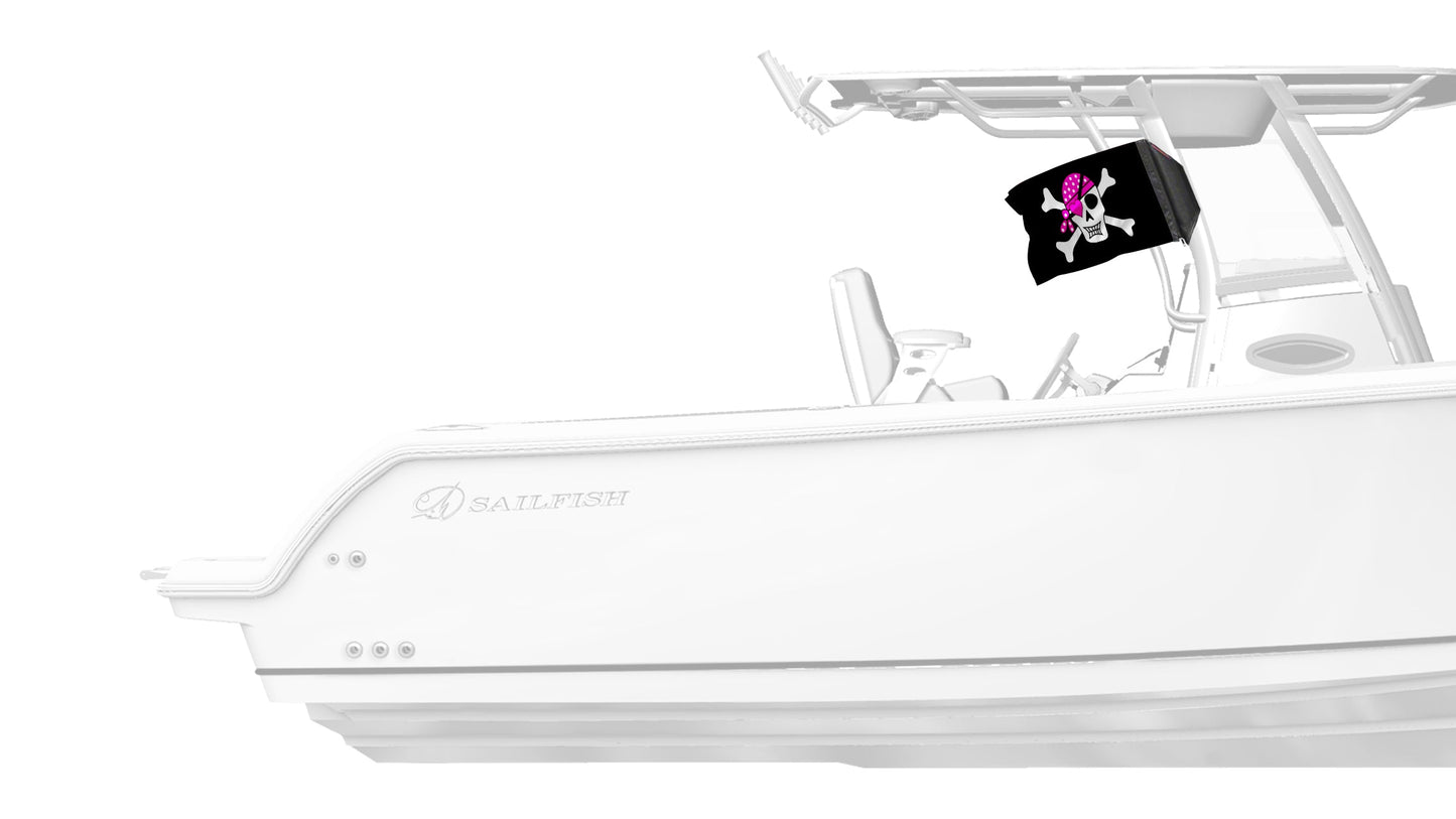 Pink Pirate 12"x18" Forever Wave Flag for Boats
