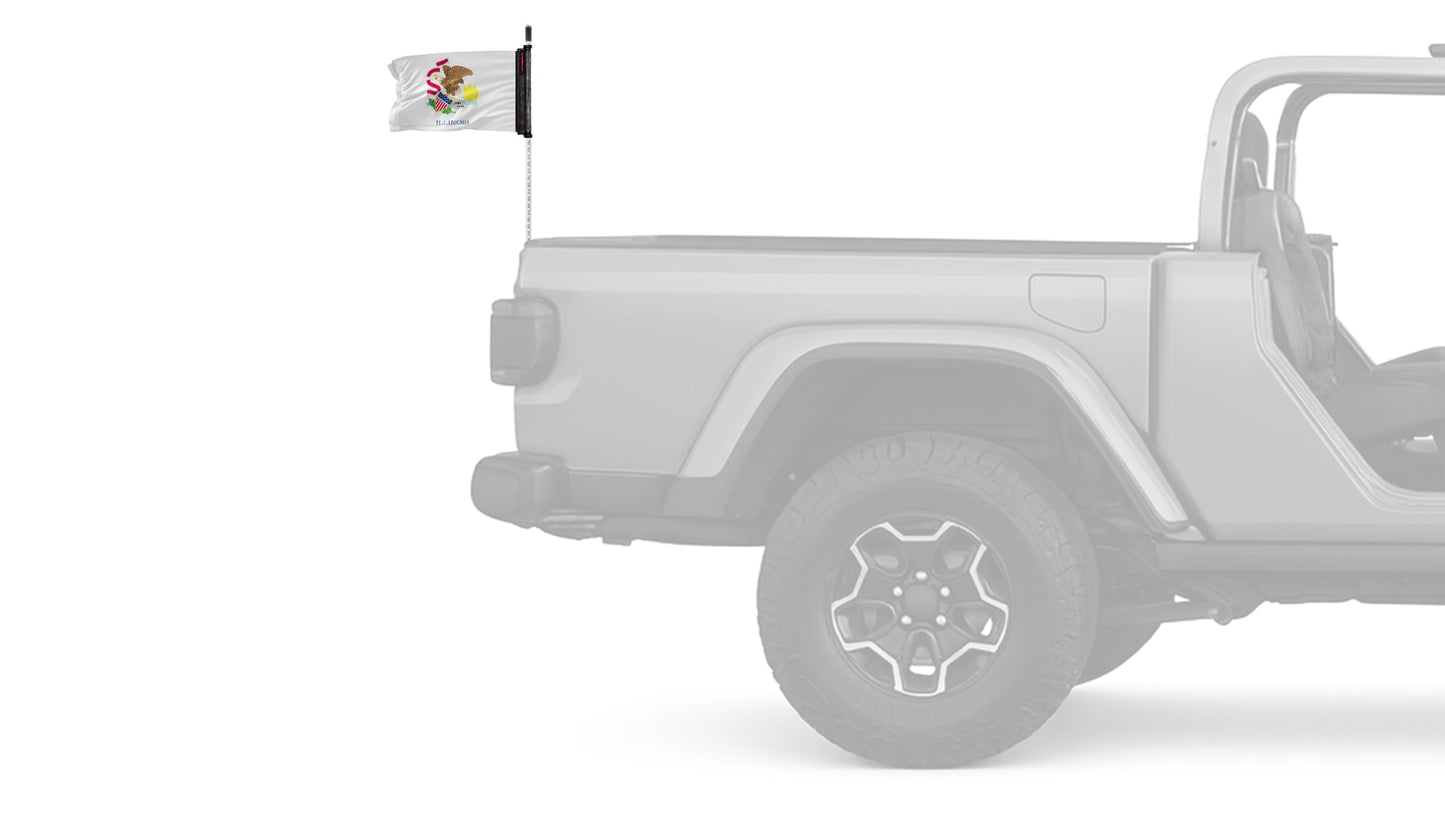 State Flag Illinois 12"x18" Forever Wave Flag for Jeep Wrangler JL 2-Door 2018-Present
