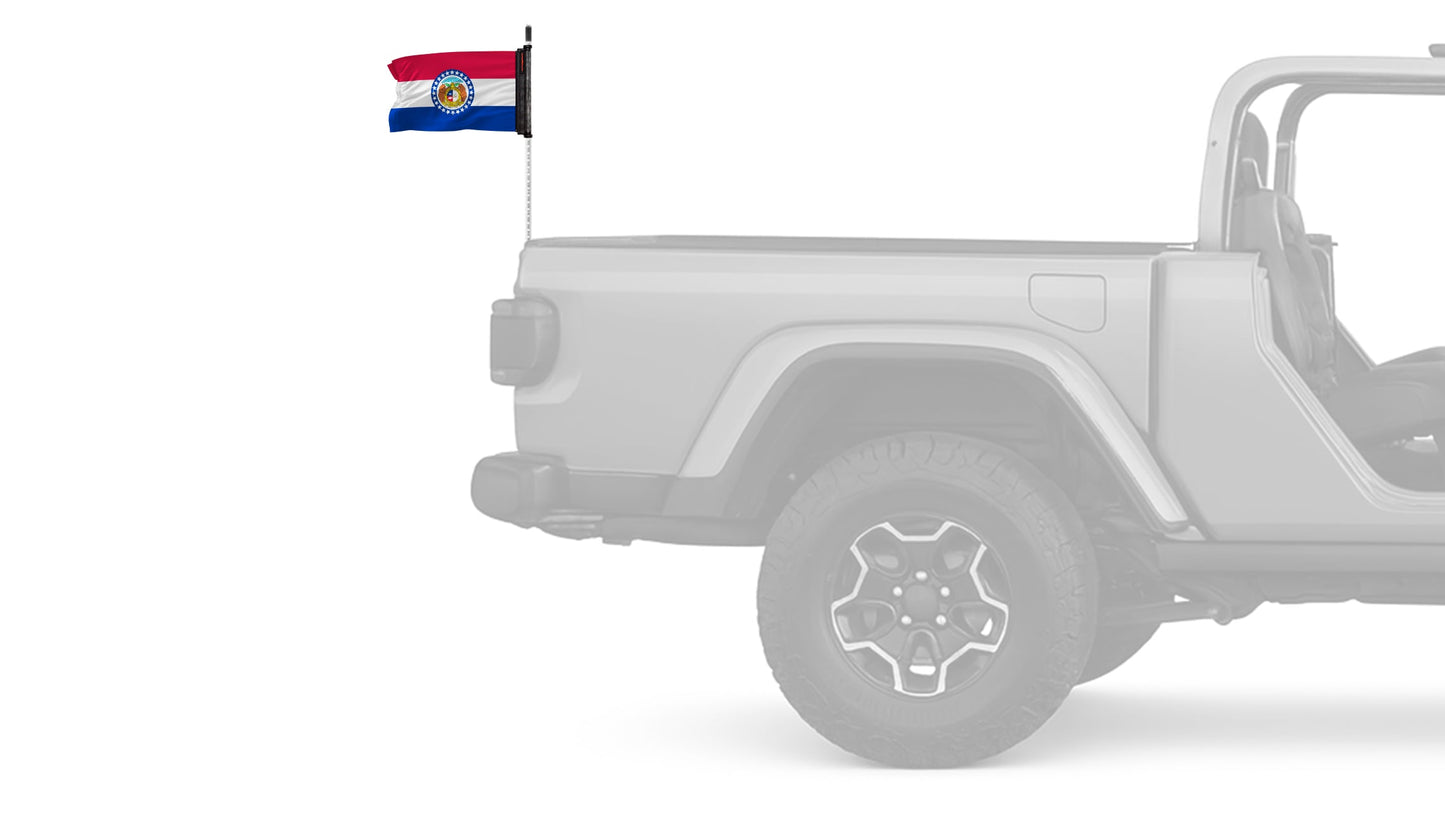State Flag Missouri 12"x18" Forever Wave Flag for Jeep Wrangler JLU 4-Door 2018-Present