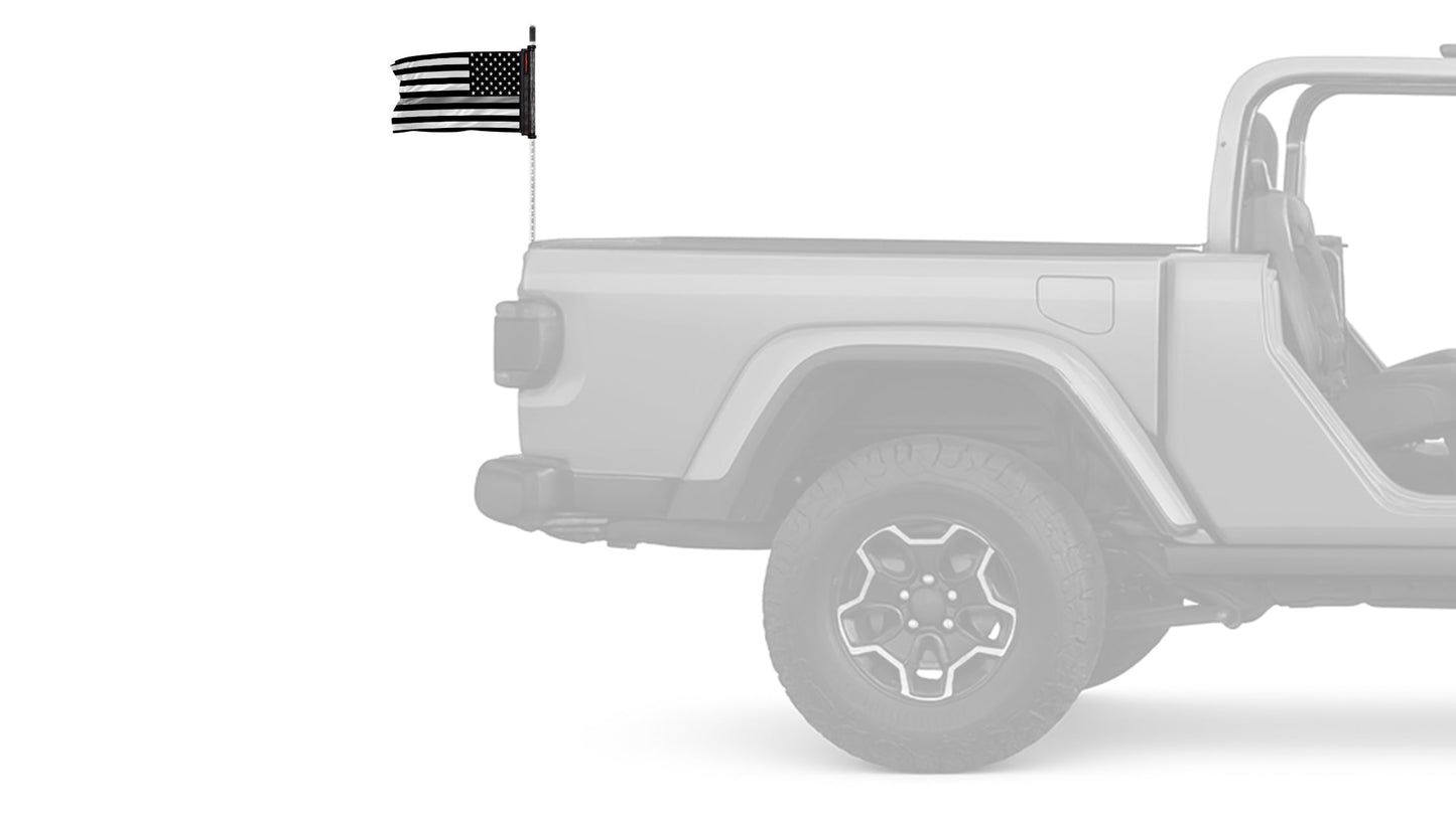 USA Subdued Thin Grey Line 12"x18" Forever Wave Flag for Jeep Wrangler JK 2-Door 2007-2018