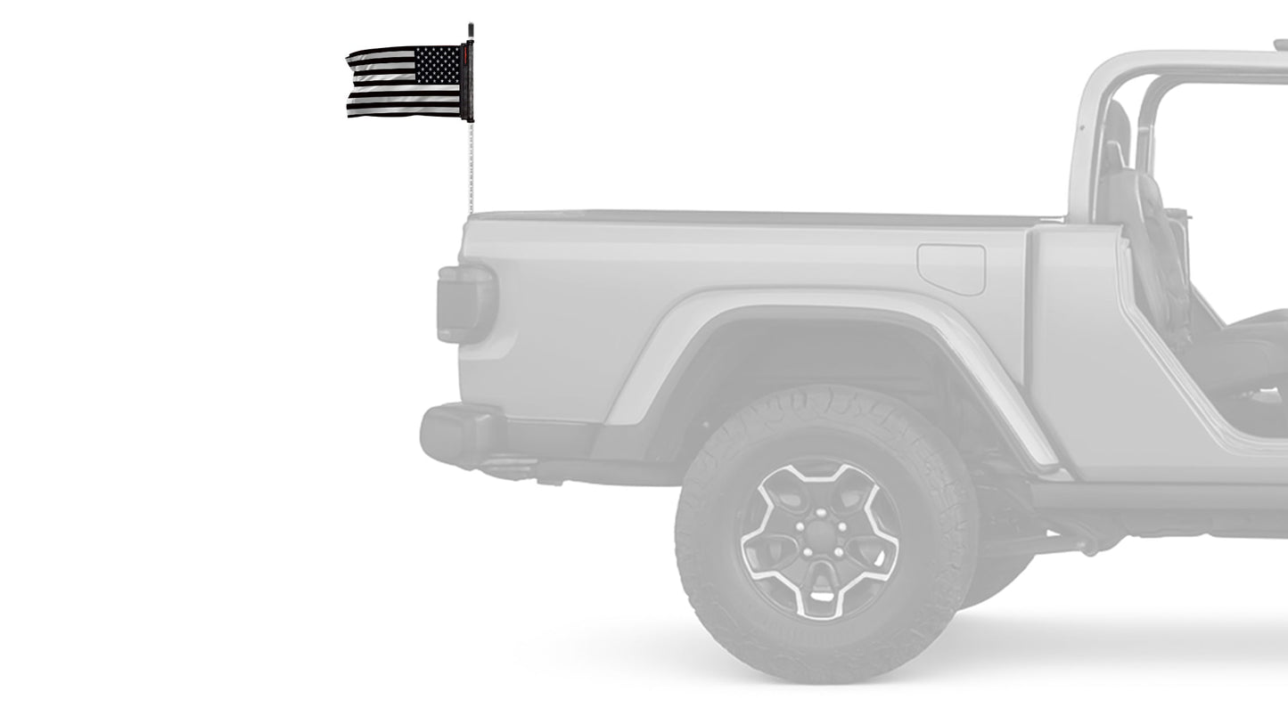 USA Subdued Thin White Line 12"x18" Forever Wave Flag for Jeep Wrangler LJ 2003-2006