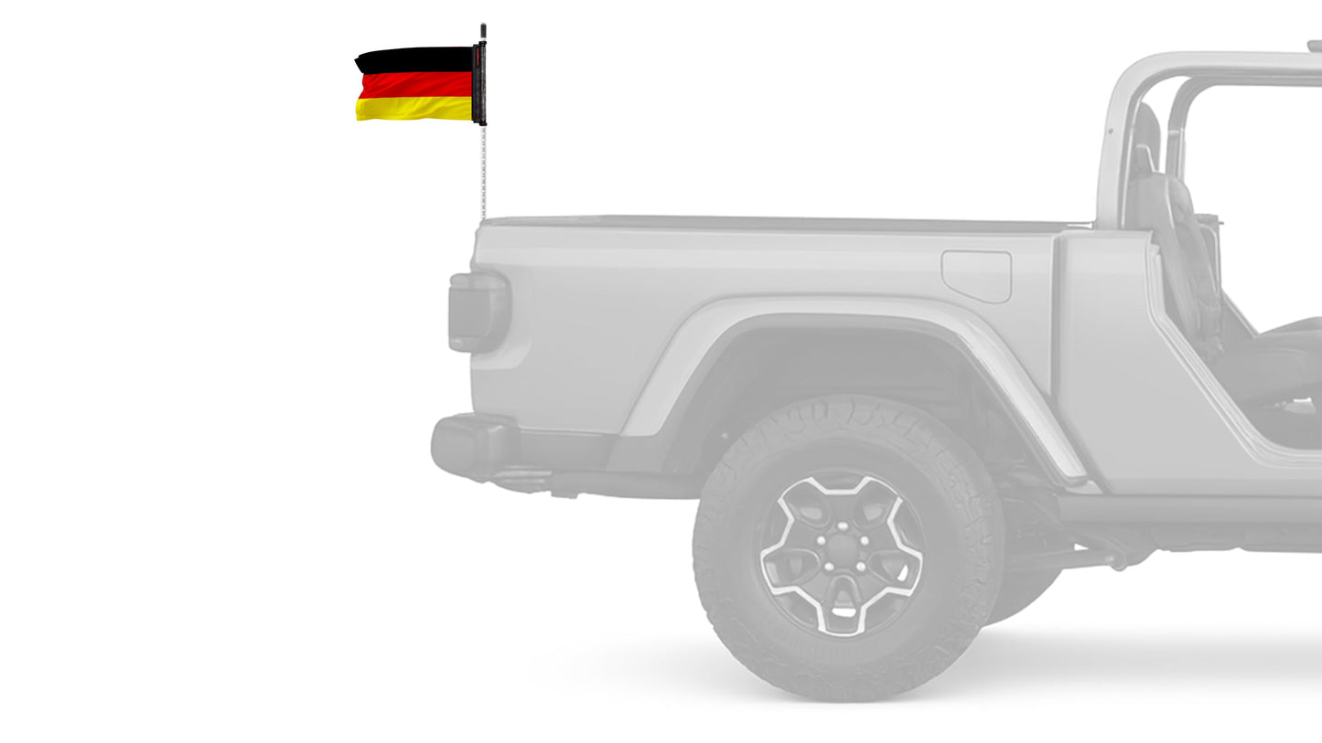 Germany 12"x18" Forever Wave Flag for Jeep Wrangler JLU 4-Door 2018-Present