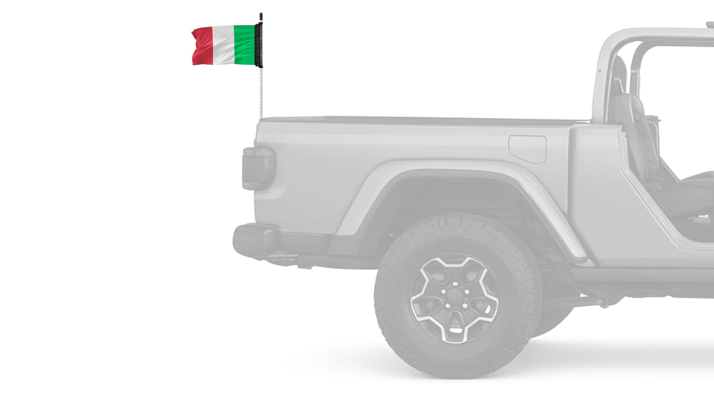 Italy 12"x18" Forever Wave Flag for Jeep Wrangler JLU 4-Door 2018-Present