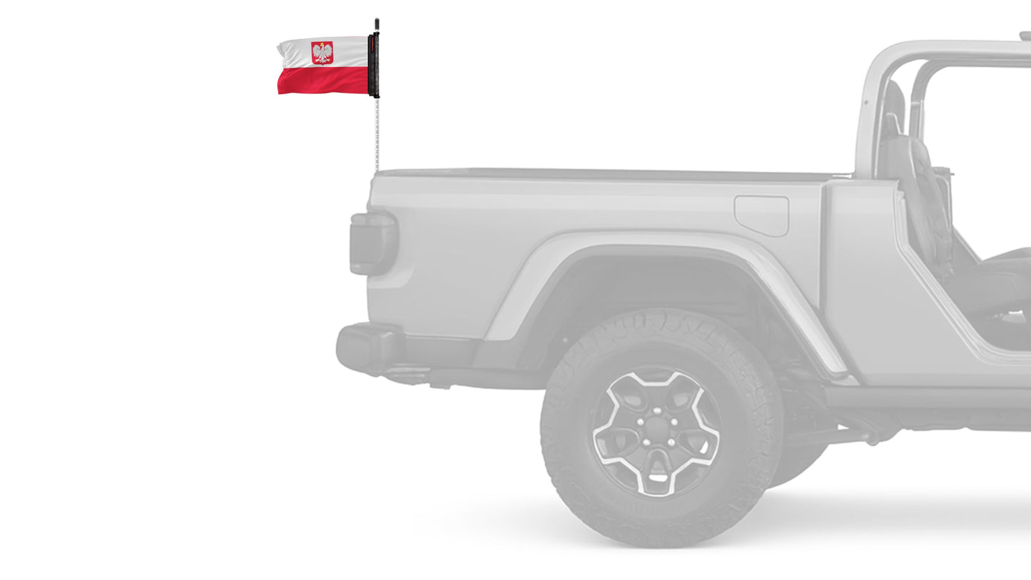 Poland 12"x18" Forever Wave Flag for Jeep Wrangler JKU 4-Door 2007-2018
