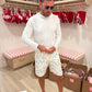 Lainsnow X The Last Mango- Men’s Sunset Beach Broadshorts - lyrics- white