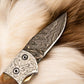 Handmade Damascus Folding Knife – Sheep Horn Handle