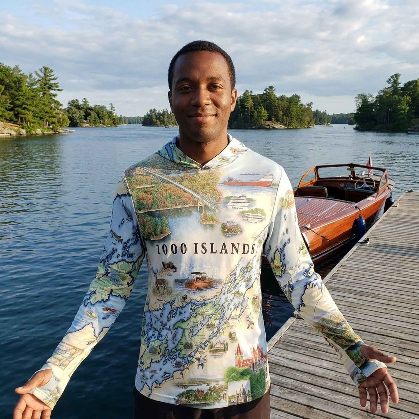 1000 Islands Map UltraLight Sunshirt Hoodie – UPF 50+