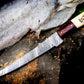 Custom Handmade Filleting Knife for Fish – 13" Damascus Steel Blade with Camel Bone & Rosewood Handle