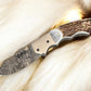 Custom Handmade Damascus Pocket Knife – Stag Horn Handle