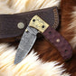 Handmade Damascus Pocket Knife with Micarta Handle