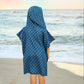 Microfiber blue fish waffle wearable towel