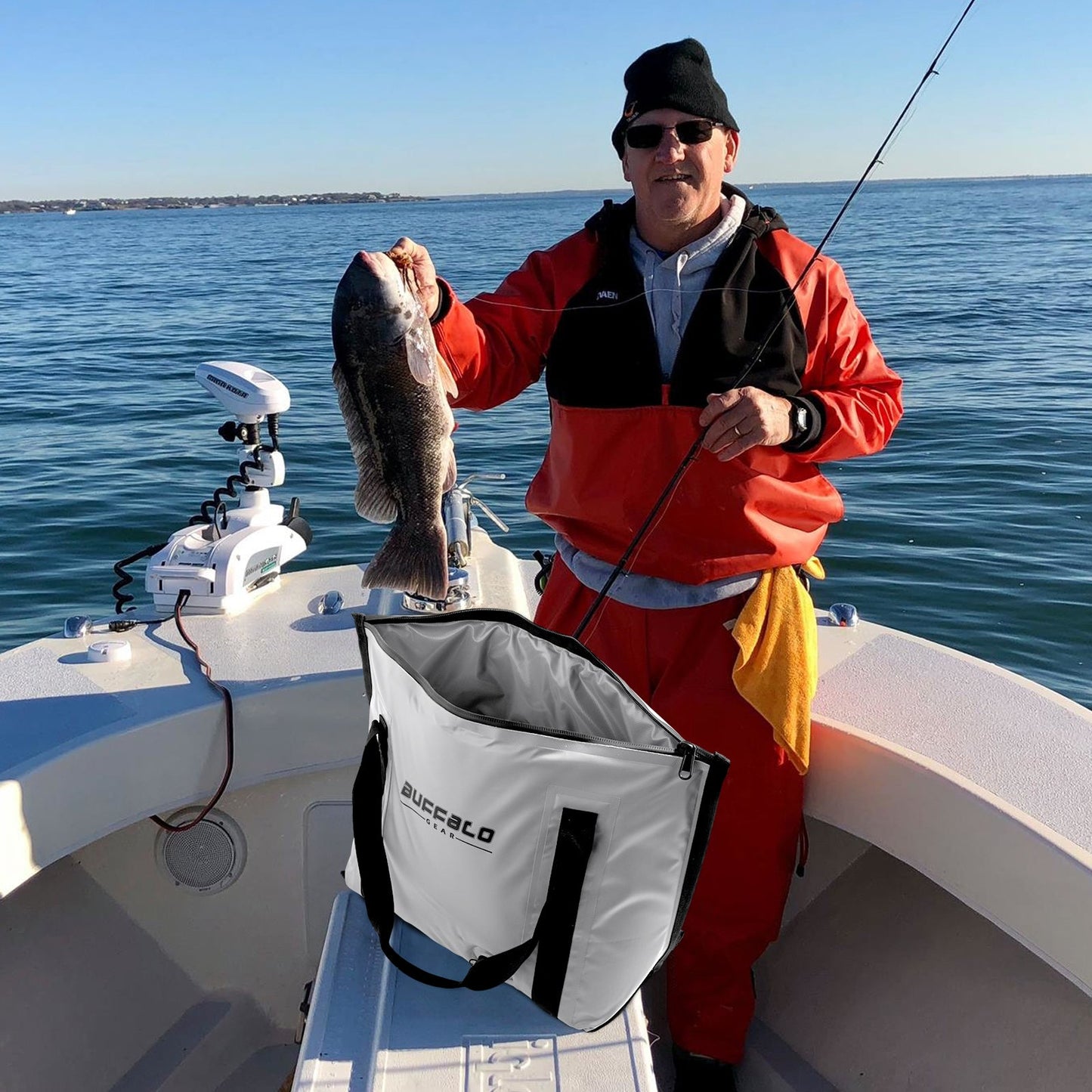 27QT Insulated Fish Cooler Bag, Flat Bottom