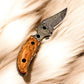 Custom Handmade Damascus Steel Pocket Knife with Olive Wood Handle