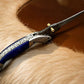 Handmade Damascus Pocket Knife – Blue Wood Handle