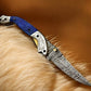 Handmade Damascus Pocket Knife – Blue Wood Handle