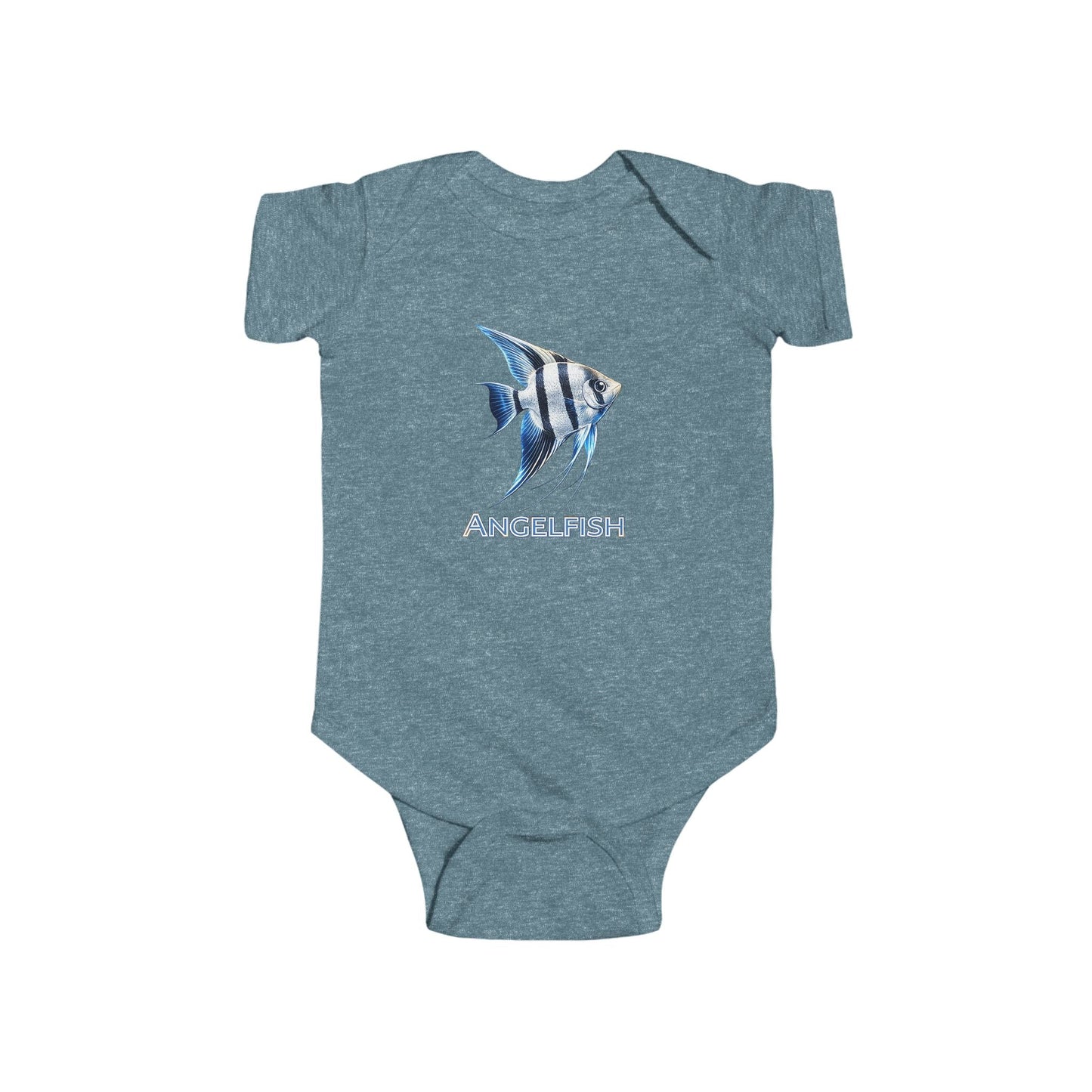 Angelfish Baby Bodysuit — Blue Aquarium Fish Infant Onesie