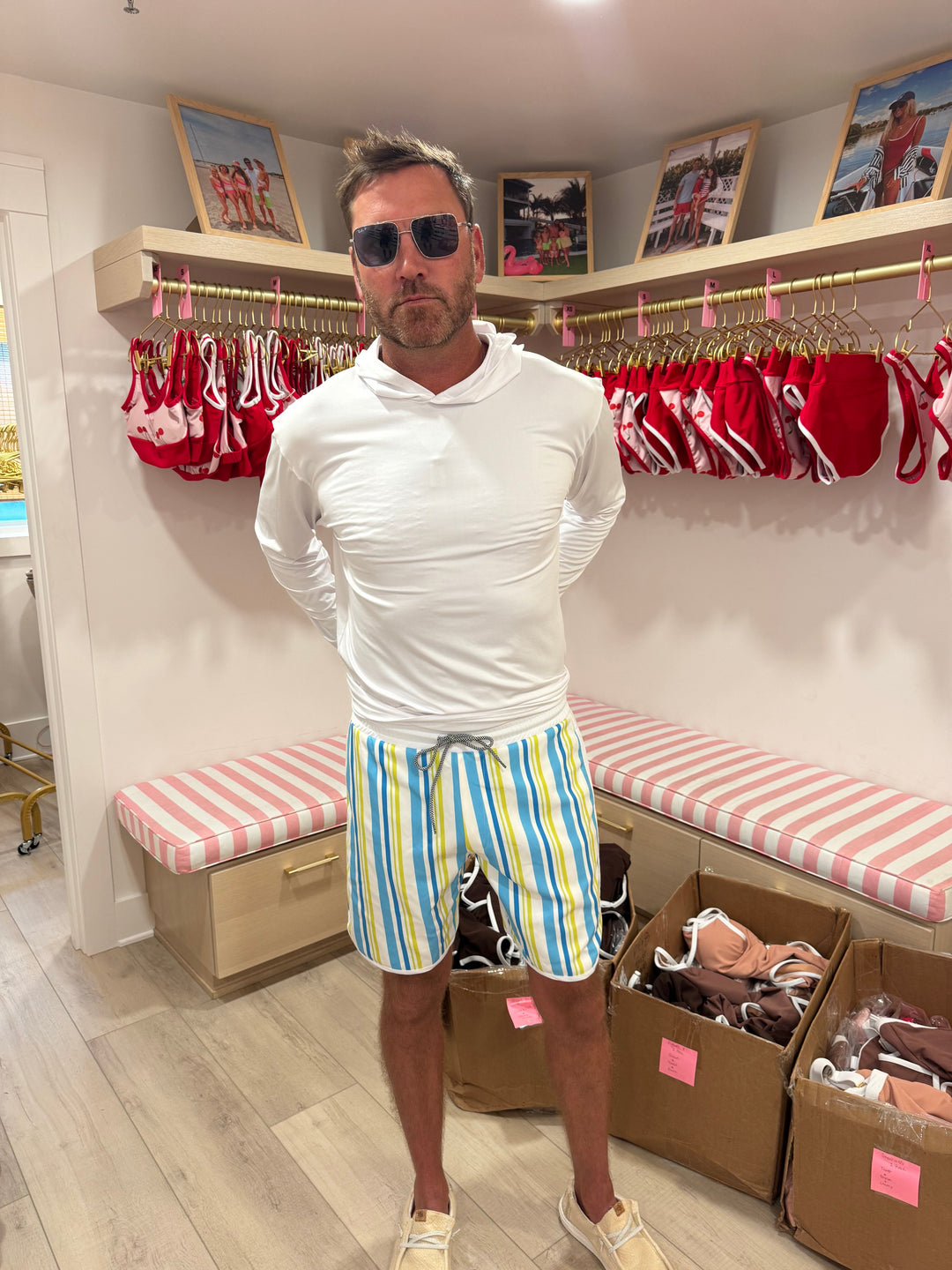 Lainsnow X The Last Mango- Men’s Sunset Beach Broadshorts - Blue Heaven Stripes