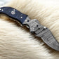 Custom Handmade Damascus Pocket Knife – Blue Pakka Wood