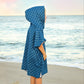 Microfiber blue fish waffle wearable towel