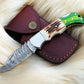Handmade Damascus Pocket Knife | Stag & Pakka Wood Handle