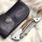 Handmade Damascus Pocket Knife – Stag Horn Handle, 3”