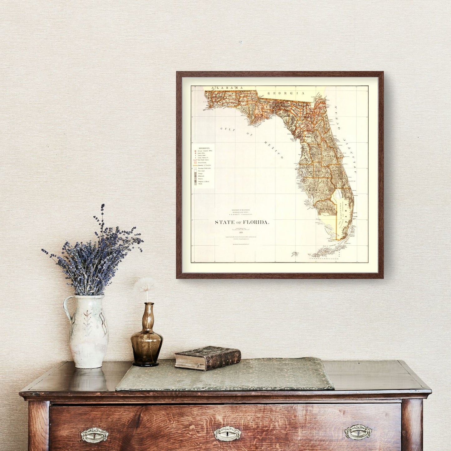 Vintage Map of Florida 1876