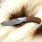 Handmade Damascus Steel Folding Knife with Rosewood Handle