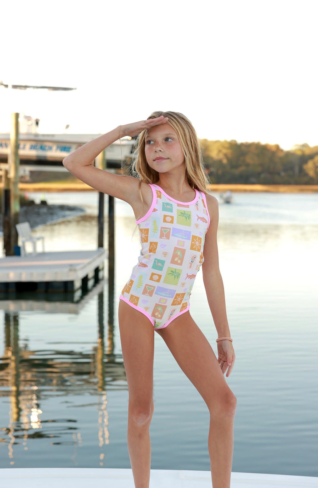 Lainsnow X The Last Mango: Mini Charleston One Piece- Postcards from Paradise