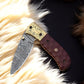 Handmade Damascus Pocket Knife with Micarta Handle