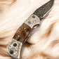 Handmade Damascus Folding Knife – Sheep Horn Handle