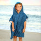 Microfiber blue fish waffle wearable towel