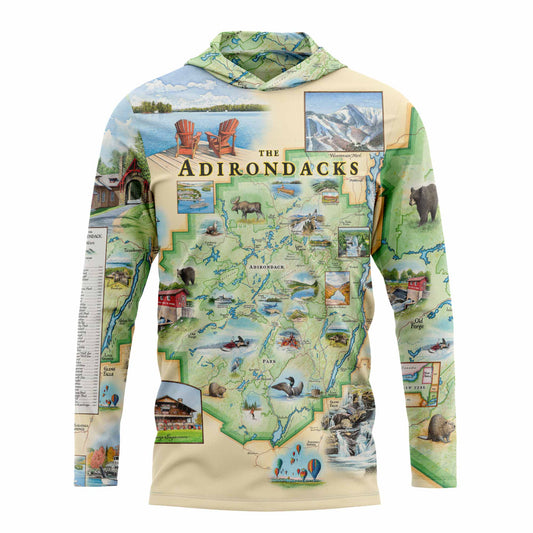 Adirondacks Map UltraLight Sunshirt Hoodie – UPF 50+