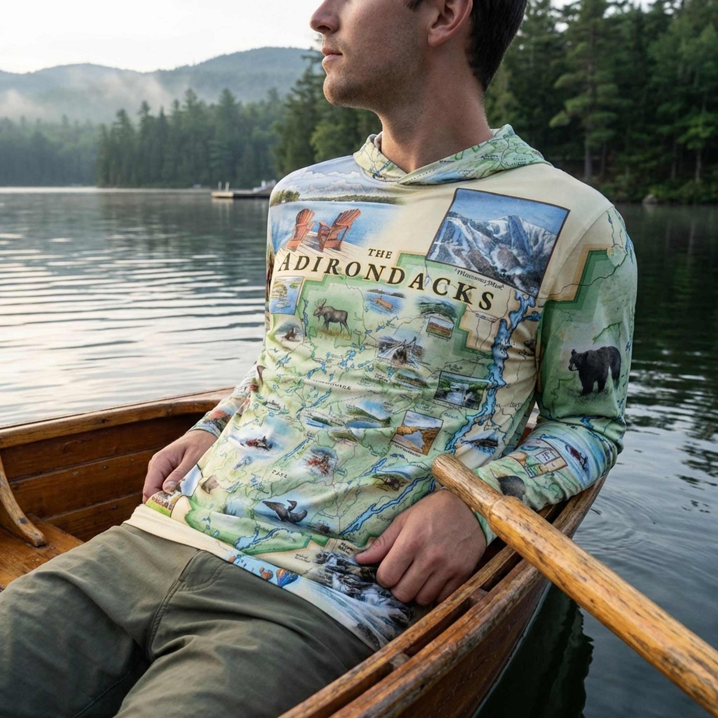 Adirondacks Map UltraLight Sunshirt Hoodie – UPF 50+