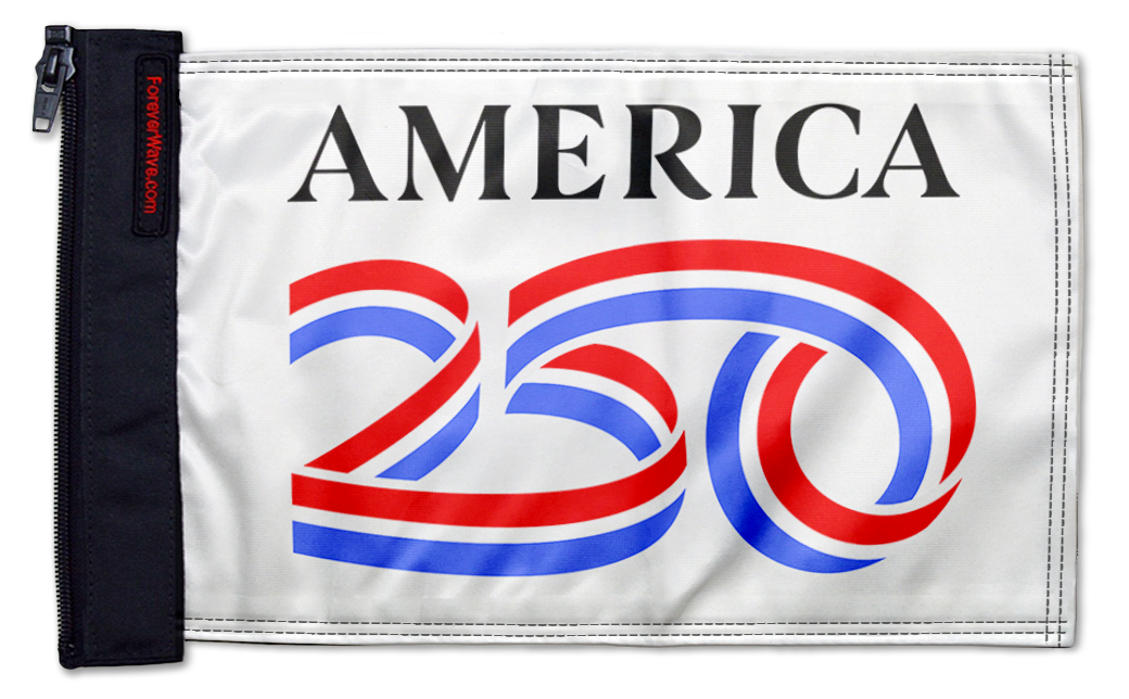 America 250 12"x18" Forever Wave Flag for Golf Carts