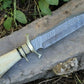 Handmade Damascus Bowie Knife with Bone Handle – 15”