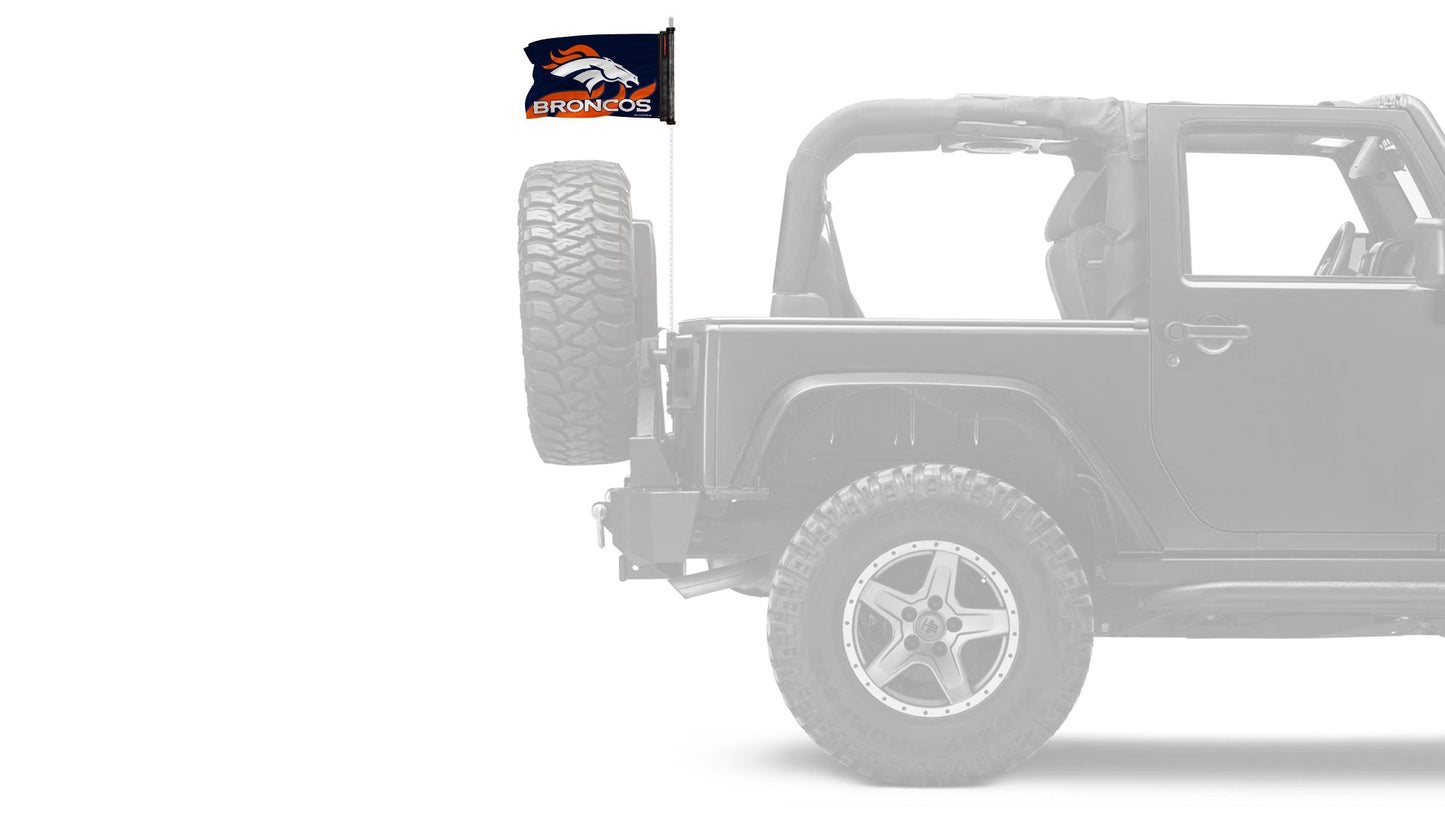 Denver Broncos 11"x17" Forever Wave Flag for Jeep Wrangler JK 2-Door 2007-2018
