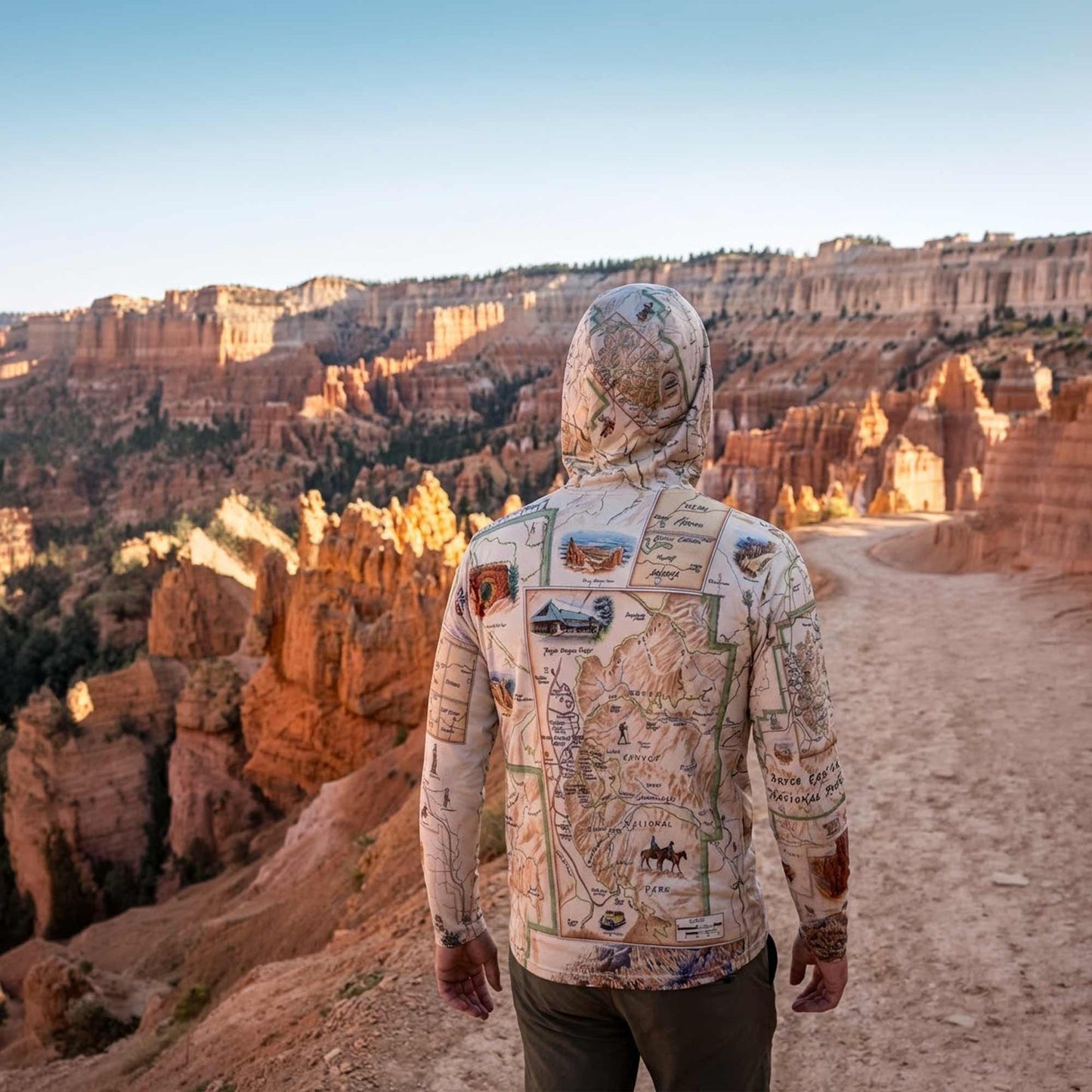 Bryce Canyon National Park Map UltraLight Sunshirt Hoodie – UPF 50+