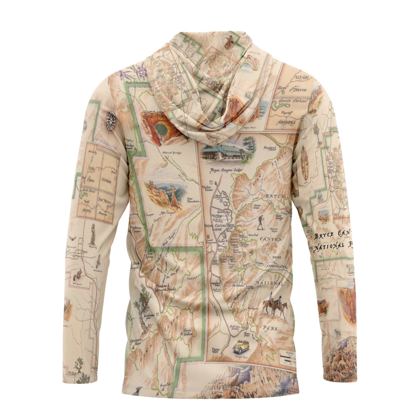 Bryce Canyon National Park Map UltraLight Sunshirt Hoodie – UPF 50+