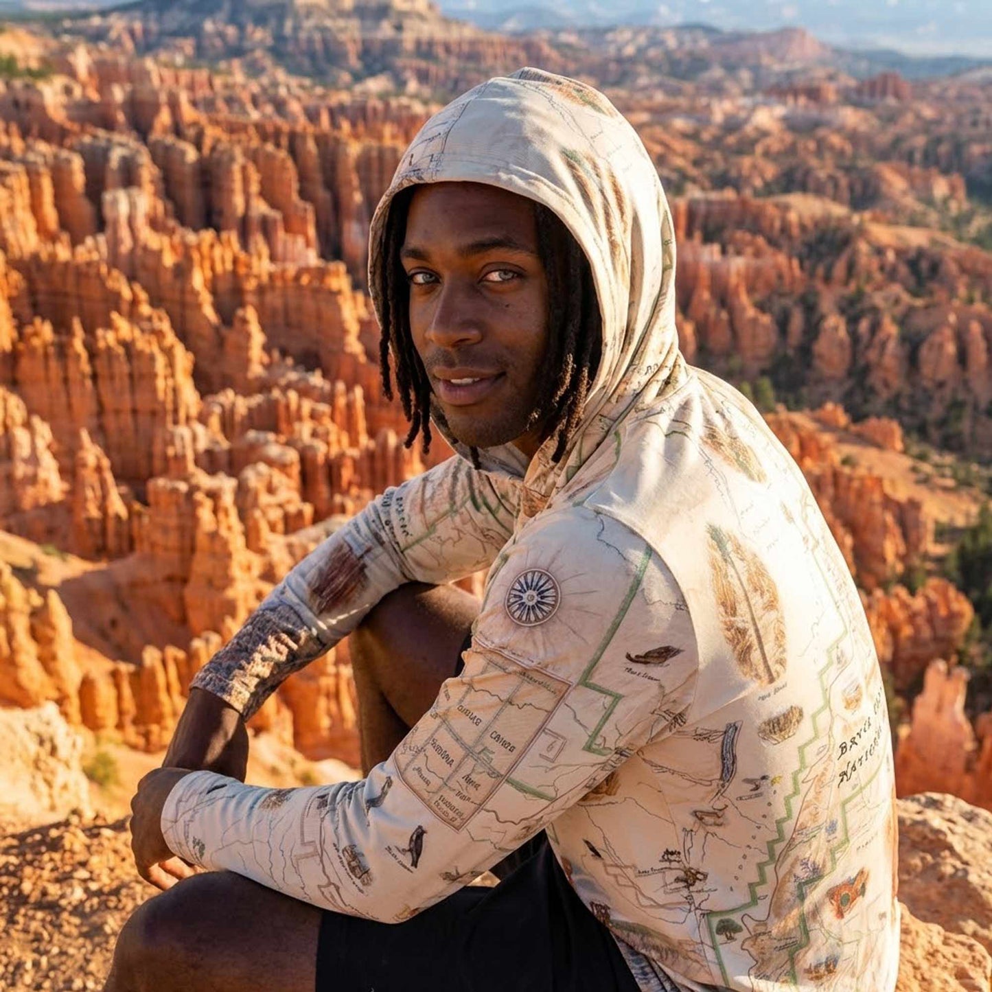 Bryce Canyon National Park Map UltraLight Sunshirt Hoodie – UPF 50+