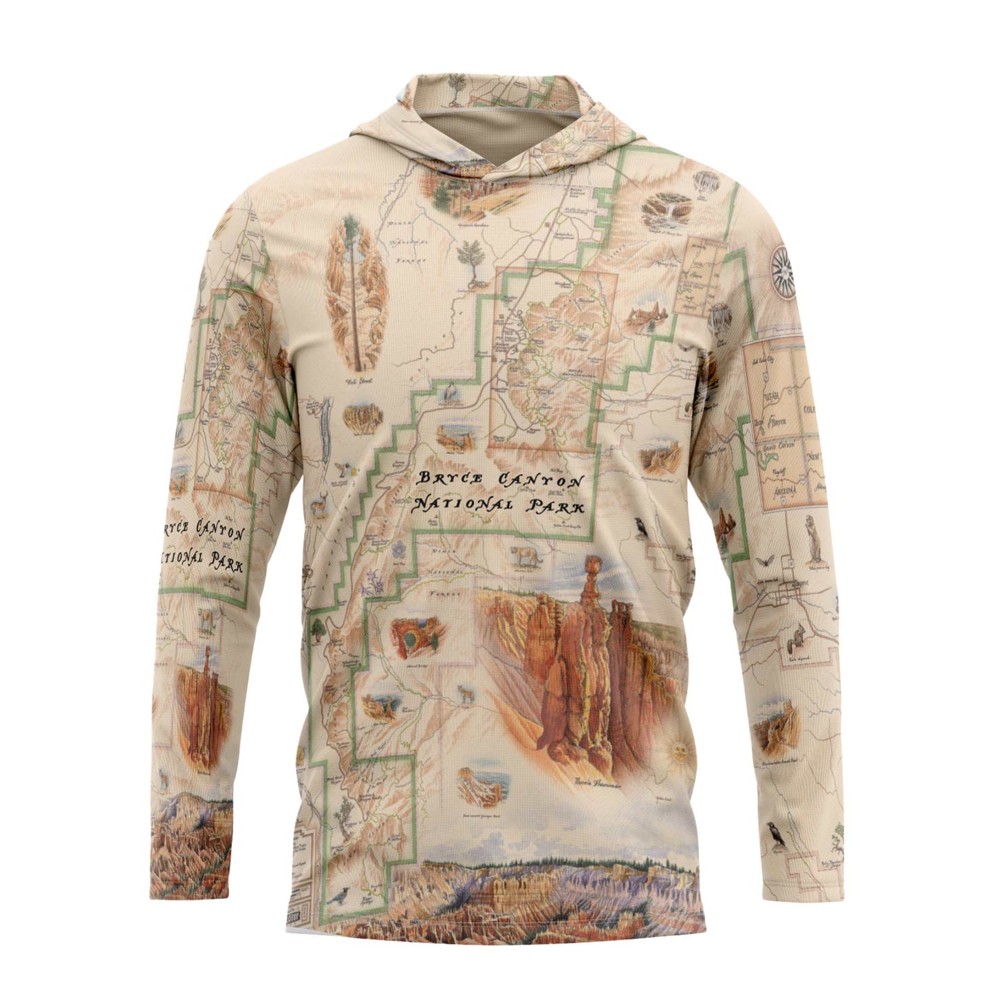 Bryce Canyon National Park Map UltraLight Sunshirt Hoodie – UPF 50+