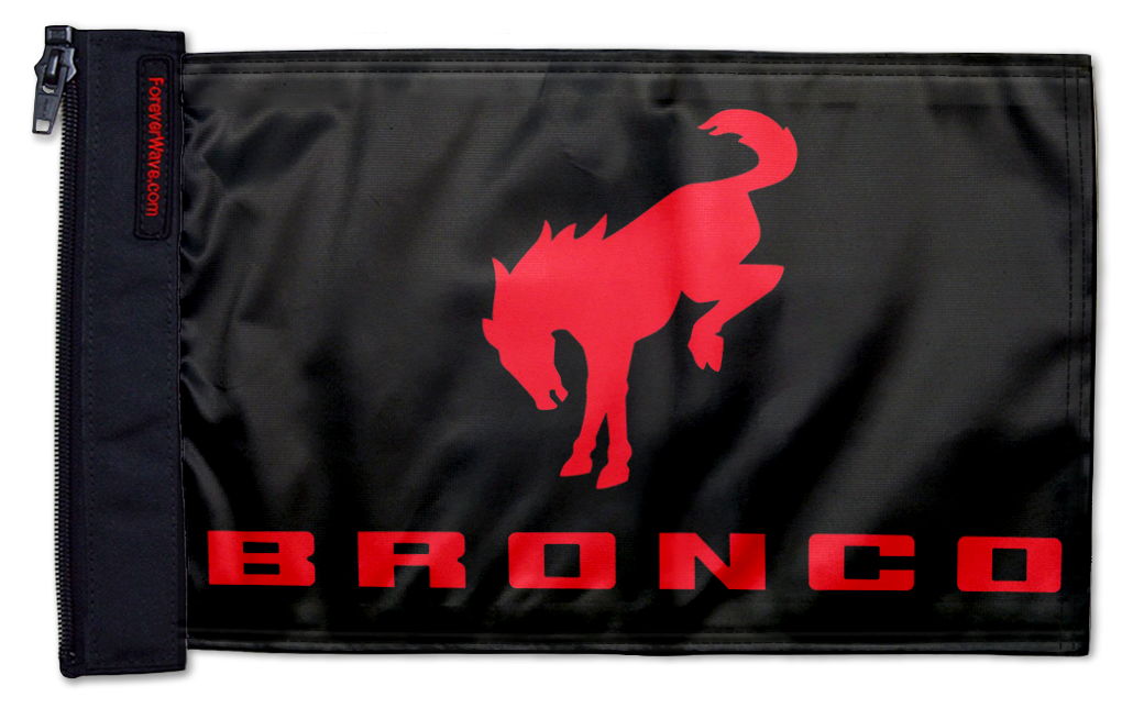 Bucking Bronco 12"x18" Forever Wave Flag for Jeep Wrangler CJ-7 and CJ-8 1976-1986