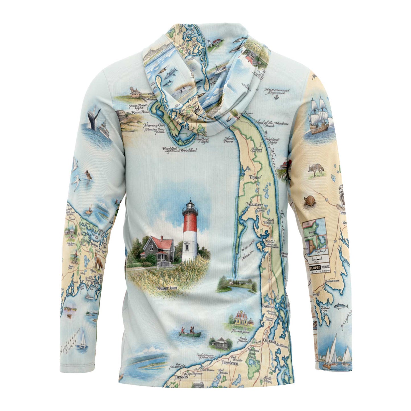 Cape Cod Map UltraLight Sunshirt Hoodie – UPF 50+