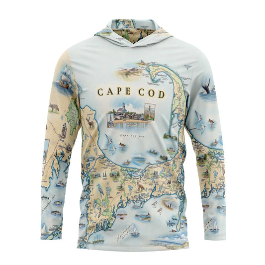 Cape Cod Map UltraLight Sunshirt Hoodie – UPF 50+