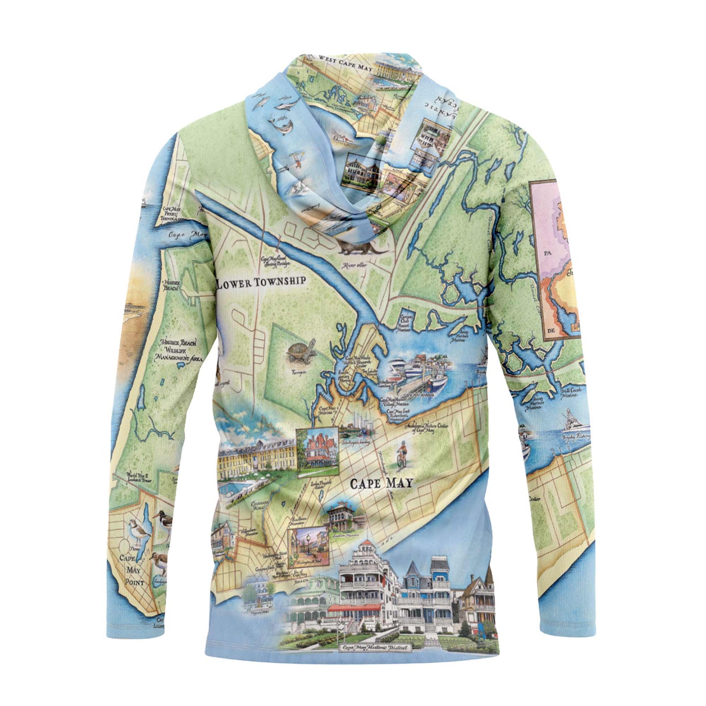 Cape May Map UltraLight Sunshirt Hoodie – UPF 50+