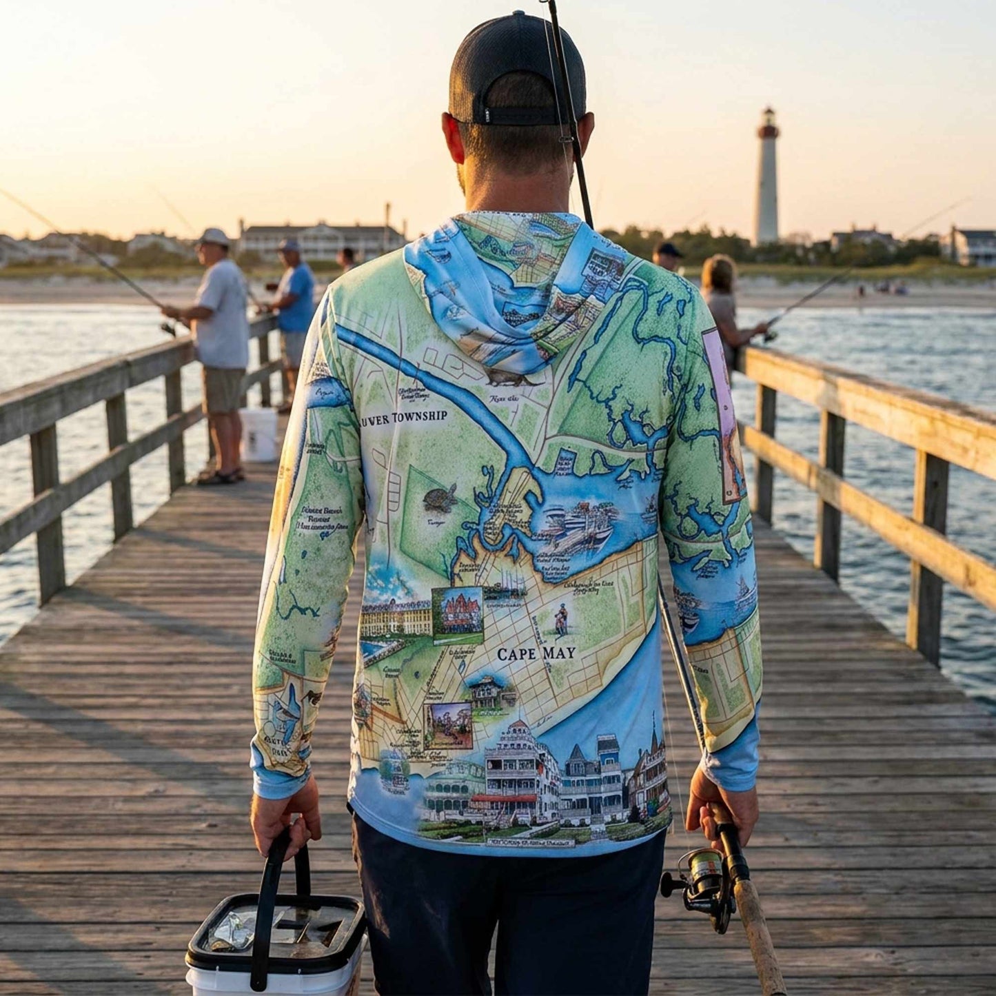 Cape May Map UltraLight Sunshirt Hoodie – UPF 50+